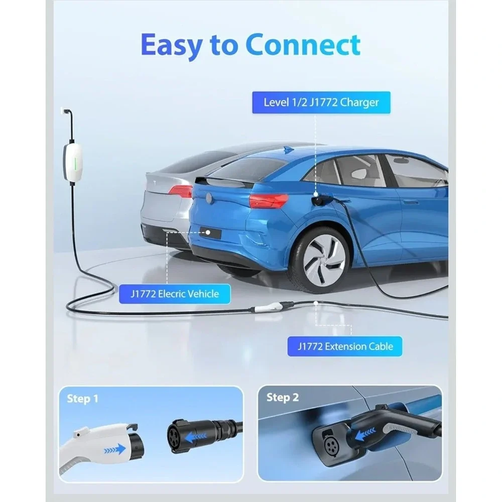 EV‎ Charger Extension Cable 40ft 32 Amp J1772 Compatible 110V-240V EVDANCE